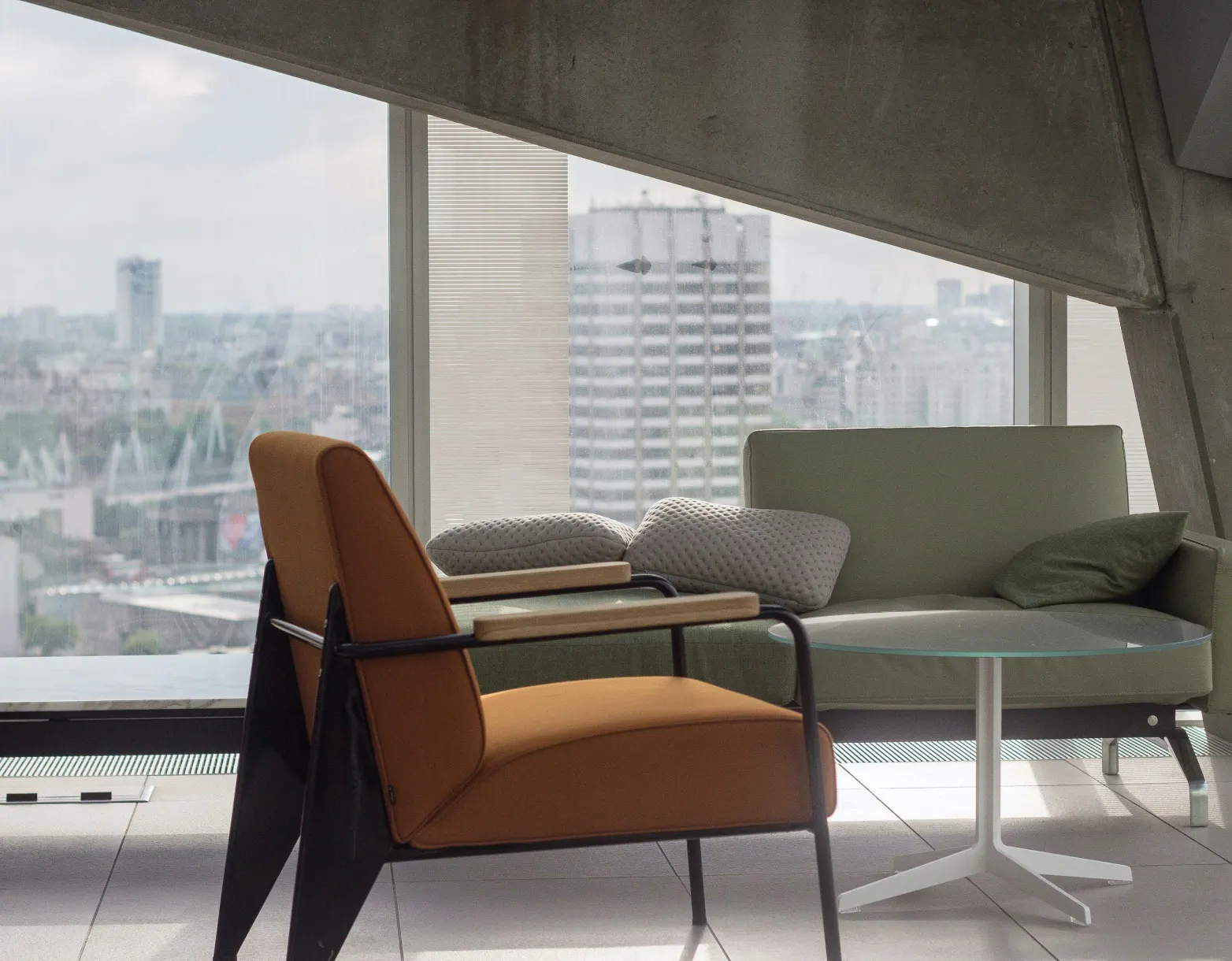 Orange chair in modern lounge